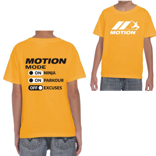 T-Shirt enfant jaune Motion mode Ninja et Parkour