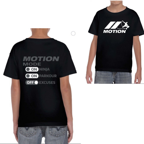 T-Shirt enfant noir Motion mode Ninja et Parkour