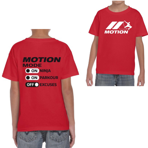 T-Shirt enfant rouge Motion mode Ninja et Parkour