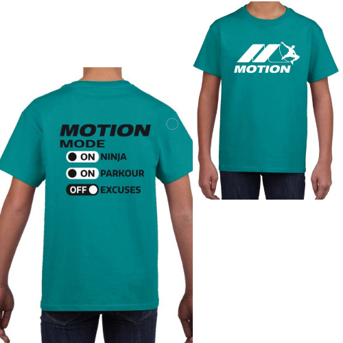 T-Shirt enfant turquoise Motion mode Ninja et Parkour