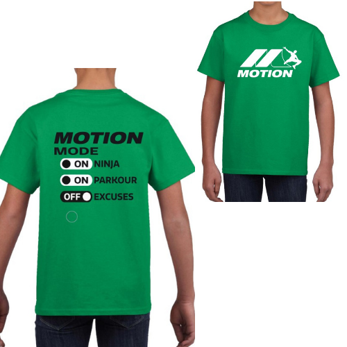 T-Shirt enfant vert Motion mode Ninja et Parkour