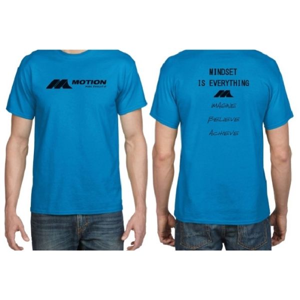 T-Shirt bleu saphir Motion "Mindset is everything" pour homme